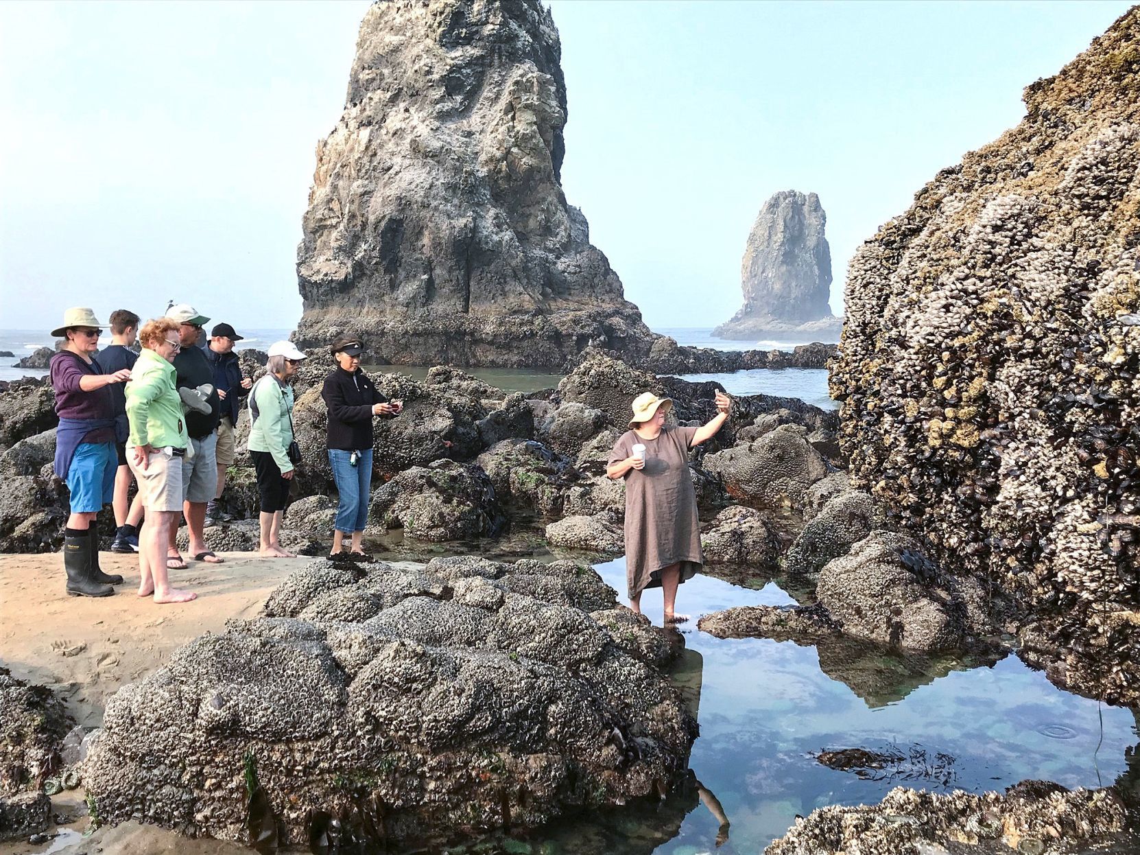 Haystack Rock explorers